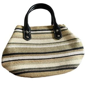 Womens handmade Green and Cream beach bag